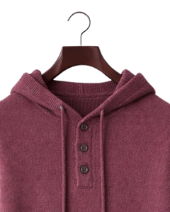 Sudadera con Capucha de Punto Color Granate Personalizada para Hombre, Cierre de Tres Botones, Mezcla de Algodón Suave, Cálida para Invierno, Estilo Casual Urbano, Logotipo Personalizado OEM - Product Image 4