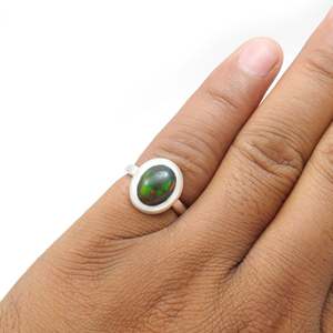 Custom Fine Quality Bezel Set Wedding <b>Ring</b> Made From 925 Sterling <b>Silver</b> Natural Oval Cut Black <b>Opal</b> Gemstone Bohemian Jewelry - Product Image 5
