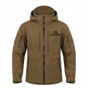 Charr Industries Men Tactical Hiking Bomber <b>Jacket</b> Hooded <b>Mandarin</b> <b>Collar</b> Waterproof Breathable Quick Dry Thick Fleece Winter - Product Image 1