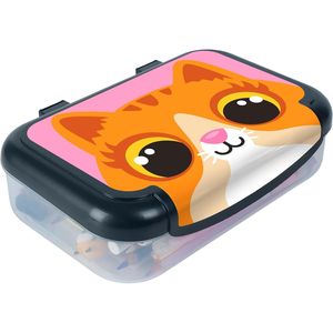 Astuccio Grande Capacità in Plastica Riciclata per Ragazze, Organizer Durevole per Cancelleria, Design Gattino, Nuova Custodia per Materiale Scolastico - Product Image 2