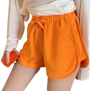 Shorts décontractés pour femmes, couleur unie, taille élastique, en polyester tricoté, respirant, coupe régulière, taille mi-haute - Product Image 5