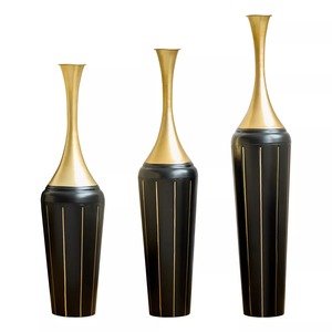 Modern Handmade Aluminum Tabletop <b>Vase</b> <b>Set</b> <b>3</b>-Piece 28.34in 24.4in 20.4in Decorative Sculpture Gradient Finish Jaffs Exports - Product Image 1