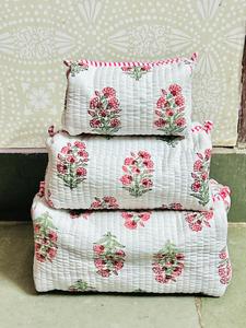 Vintage Embroidered Cotton Cosmetic Bag Set Bohemian Eco-Friendly for Floral Pattern Multi-Function Toilery Bag - Product Image 3
