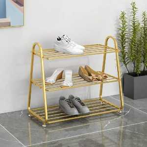 Three Tier Shoe Rack Storage Organizer Wood and Metal Mesh <b>Shelf</b> Modern Space Saving Shoe Stand for Entryway Bedroom Living Room - Product Image 5