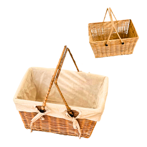 Panier de rangement en rotin écologique avec cadre métallique renforcé, intérieur en coton, solution de rangement écologique - Product Image 1