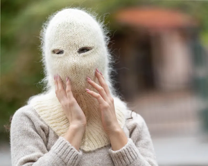 Pasamontañas de Mohair Tejido a Mano, Suave y Esponjoso, para Invierno, Cálido y Transpirable, Estilo Desgastado, para Esquí - Product Image 2