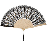 Nouvel Arrivage Éventail Pliant en Dentelle Fait Main 7 Pouces, Éventail de Danse Classique en Dentelle, Petit Éventail pour Sports de Plein Air et Vacances, Éventail en Bois