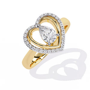 Bague de fiançailles en diamant taille poire avec halo, Cœur Éternel, Bijou raffiné et romantique, Cadeau pour elle, Intemporelle, élégante et étincelante - Product Image 3