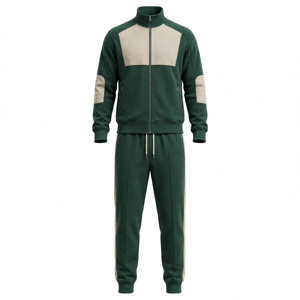 <b>Men</b> Color Blocking Tracksuit Full Zip Stand Collar Casual Wear Polyester Cotton Blend Autumn Style Regular Fit Side Pockets - Product Image 1