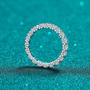 hot mosan <b>ring</b> 925 sterling <b>silver</b> full circle moissanite <b>solitaire</b> <b>ring</b> womens wedding gift vvs clarity eternity bridal band - Product Image 2