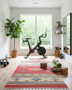 Tapis en coton tissé à la main, motif floral moderne, réversible, lavable en machine, à poils longs, pour la maison, les voyages, le camping, les pique-niques - Product Image 2