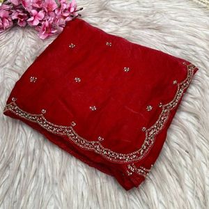 Sari de diseñador con corte Khatli, bordado a mano Dana y trabajo de diamantes, con blusa de bordado elaborado, precio mayorista de Royal Export - Product Image 4