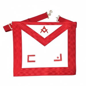 Tablier maçonnique rouge et blanc brodé avec symbole du compas carré, style classique, insigne de vêtement - Product Image 5