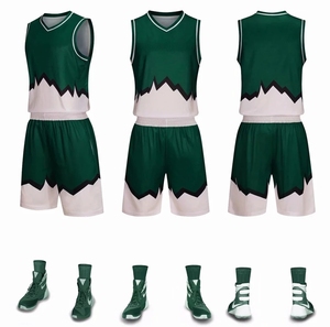 Ensemble de maillot de basket-ball unisexe uni sans manches à col en V, respirant, à séchage rapide, antibactérien, en polyester, pour tous - Product Image 2