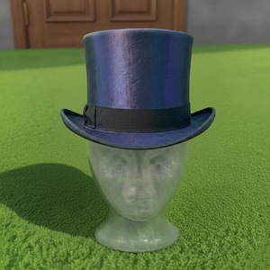 Chapeau haut-de-forme en soie bleue fait main sur mesure de qualité supérieure, style victorien steampunk, pour mariage, cérémonie ou costume vintage. - Product Image 3