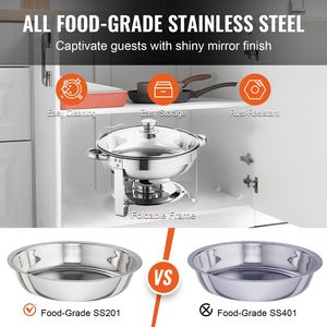 Juego de 2 calentadores de buffet de acero inoxidable de 4 cuartos de galón con 2 bandejas de tamaño completo, equipo de catering con ventilación para mantener la comida caliente - Product Image 3