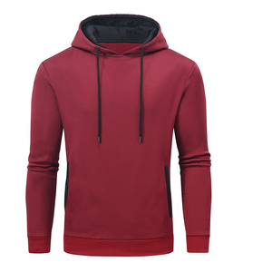 <b>Men's</b> Hooded <b>Sweatshirt</b> Solid Color <b>Red</b> Regular Fit Knitted Breathable Pocket Design Casual Winter 100% Cotton Eco-Friendly - Product Image 1