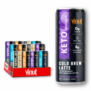 Café Keto 320 ml Bebida VINUT 24 latas lata de cartón Sin OGM Sin lácteos Etiqueta privada OEM ODM Muestra gratis Directo de fábrica - Product Image 1