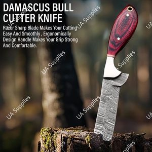 Couteau de boucher professionnel Full Tang en acier Damas avec manche en bois Pakka, idéal pour la chasse, le camping et le style western, support OEM/ODM - Product Image 2