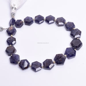 Vente chaude Réel Organique Naturel Iolite À Facettes Hexagone Forme 8 pouces 5X9 À 5X12 MM Perles De Pierres Précieuses Brin Pour La Fabrication De Bijoux - Product Image 2