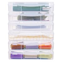 Lot de 6 boîtes de rangement empilables en plastique transparent pour papiers de scrapbooking, étui multi-usages pour documents avec coins arrondis, version 2022