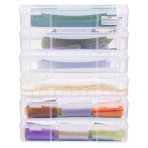 Confezione da 6 scatole impilabili in plastica trasparente per la conservazione di carta da scrapbook, custodia multiuso per documenti con angoli arrotondati, versione 2022 - Product Image 1