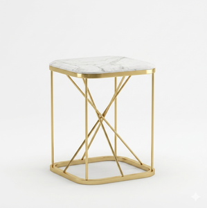 Wholesale Modern <b>Gold</b> Metal Marble Side Table Luxury Hotel Lobby Coffee Table Small Square <b>Sofa</b> Corner Table Furniture - Product Image 1