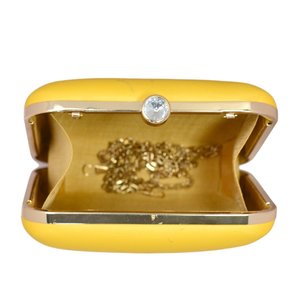 Owl Print Clutch Metal <b>Frame</b> Hard Case with Satin Digital Fabric Raw Silk Interior and Crystal Stone Lock 7 x 6.5 Inc - Product Image 3