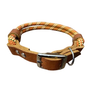 Collar de Perro Personalizado de Lujo, Trenzado de Algodón y Cuero con Decoración de Encaje, Hebilla Ajustable de Cuerda, Color y Logotipo Personalizables para Mascotas - Product Image 2