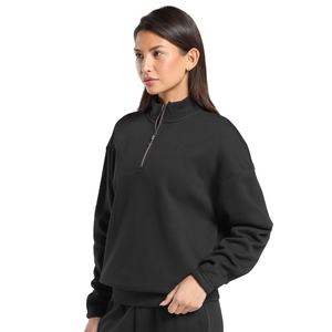 Sudadera de cuello alto con cremallera de cuarto, 100% algodón French Terry, personalizada para mujer, talla grande, ajuste holgado, estilo urbano, la más vendida - Product Image 3