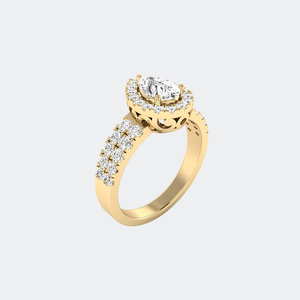 แหวนเพชรทรงลูกแพร์ 1.15 กะรัต - ดีไซน์ฮาโลแบบประดับเพชรสองชั้น - Product Image 4