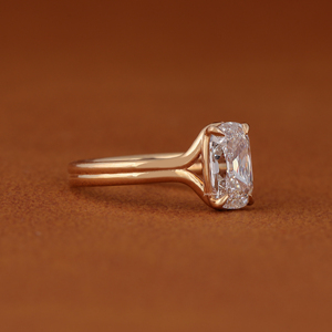 Old Mine Cushion Cut Lab Grown Diamond Engagement Ring 14k <b>Solid</b> Gold Double Shank Solitaire Wedding Band IGI Certified - Product Image 2