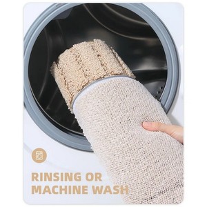 Tapis de bain en coton rectangulaire beige épais et moelleux avec dos antidérapant en caoutchouc, lavable en machine, pour usage domestique - Product Image 6