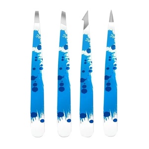 Pinzas Modernas para Cejas con Punta Puntiaguda, Diseño Duradero de Acero Inoxidable, Patrón Azul Moderno - Product Image 6