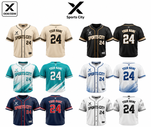 เสื้อเบสบอลพิมพ์ลายตามสั่ง X Sports City สำหรับผู้หญิง ระบายอากาศได้ดี แห้งเร็ว ผลิตจากโพลีเอสเตอร์ ชุดทีมแบบสั่งทำพิเศษ - Product Image 1