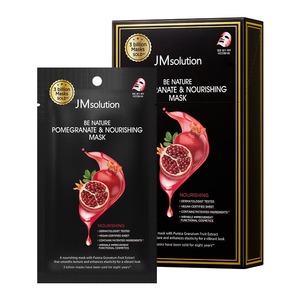 Masque en tissu hydratant et éclaircissant JMSOLUTION BE NATURE POMEGRANATE NOURISHING VITAMIN C, soin coréen pour la peau, format familial JUMBO - Product Image 1