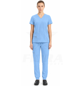 Ensemble de blouses et pantalons d'infirmière personnalisables avec logo sur mesure pour femmes, uniforme médical extensible, pantalon de jogging, uniforme d'hôpital, haut à col en V et pantalon - Product Image 2