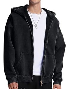 <b>Men's</b> Vintage Washed Casual Wear Hoodies <b>Top</b> Selling Heavyweight Cotton Acid Washed <b>Zip</b> <b>up</b> Hoodies for <b>Men</b> 100% Cotton Fleece - Product Image 2