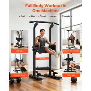 แท่นออกกำลังกายแบบ Power Tower รับน้ำหนักได้ 330 ปอนด์ รูปทรงตัว H ฐานมั่นคง ปรับระดับได้ 12 ระดับ พร้อมบาร์โหน - Product Image 2