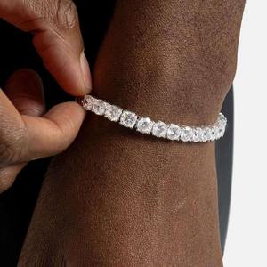 Pulsera de tenis de diamantes de talla brillante redonda para mujer, plata 925 con engaste de garra, estilo clásico, joyería de boda certificada por GIA - Product Image 1