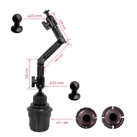 Support de téléphone pour voiture avec porte-gobelet en aluminium, réglable à 360°, pour tablette, iPad, appareil photo, robuste, sans perçage