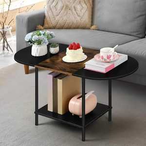 Multi-Functional Swivel <b>Coffee</b> <b>Table</b> Industrial 2-Tier Center <b>Table</b> with Laptop Tray <b>Rustic</b> Wood Side <b>Table</b> with Magazine Holder - Product Image 3