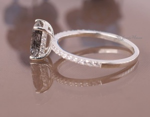 <b>Silver</b> Vintage Black <b>Emerald</b> Cut Rutile Quartz <b>Ring</b> <b>Silver</b> 925 Sterling <b>Silver</b> Solitaire Solitaire <b>Ring</b> Vintage <b>Ring</b> For Her - Product Image 6