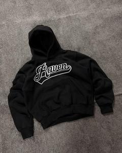 Sweat à capuche streetwear d'hiver pour homme, effet vieilli, avec logo personnalisé imprimé, patch brodé, coupe oversize, en molleton 100% coton 370g - Product Image 2
