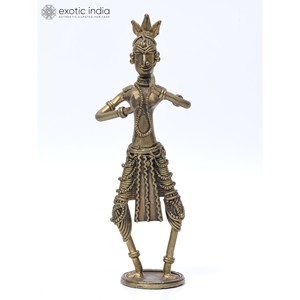 Estatua de latón hecha a mano de 8 pulgadas de bailarina Tribal decoración del hogar artículo hecho en India escultura hecha a mano - Product Image 2