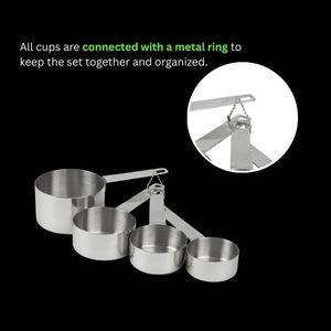 Juego de 4 Tazas Medidoras de Acero Inoxidable con Grabado de Medidas en el Mango, para Hornear y Cocinar, Utensilios de Cocina, Más Vendido - Product Image 3