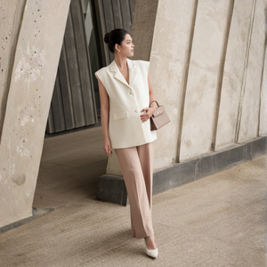 Women’s Winter <b>Blazer</b> Jacket – V-Neck, Single Button, Wool-Style Woven, Breathable Polyester Blend Office <b>Blazer</b> - Product Image 5