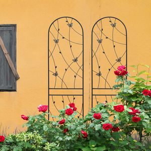 Set di 2 Tralicci da Giardino in Metallo Nero Antiruggine 220 cm x 50 cm, Supporto per Fiori da Esterno per Piante Rampicanti, Decorazione a Farfalla - Product Image 1