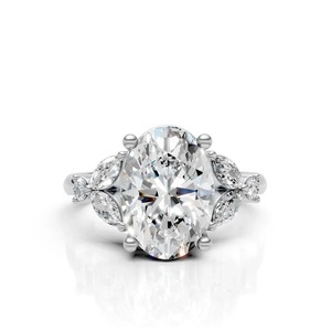 Bague Statement en Moissanite en Argent 925 Plaqué Rhodium, Bijou Masculin Audacieux avec Solitaire Oval Central pour Soirée - Product Image 1