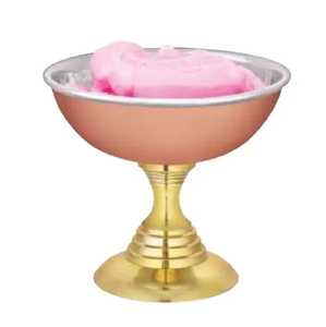 Bol à glace à double tonalité cuivre et acier inoxydable avec pied inversé, coupe à dessert en métal pour la vaisselle de restaurant - Product Image 3